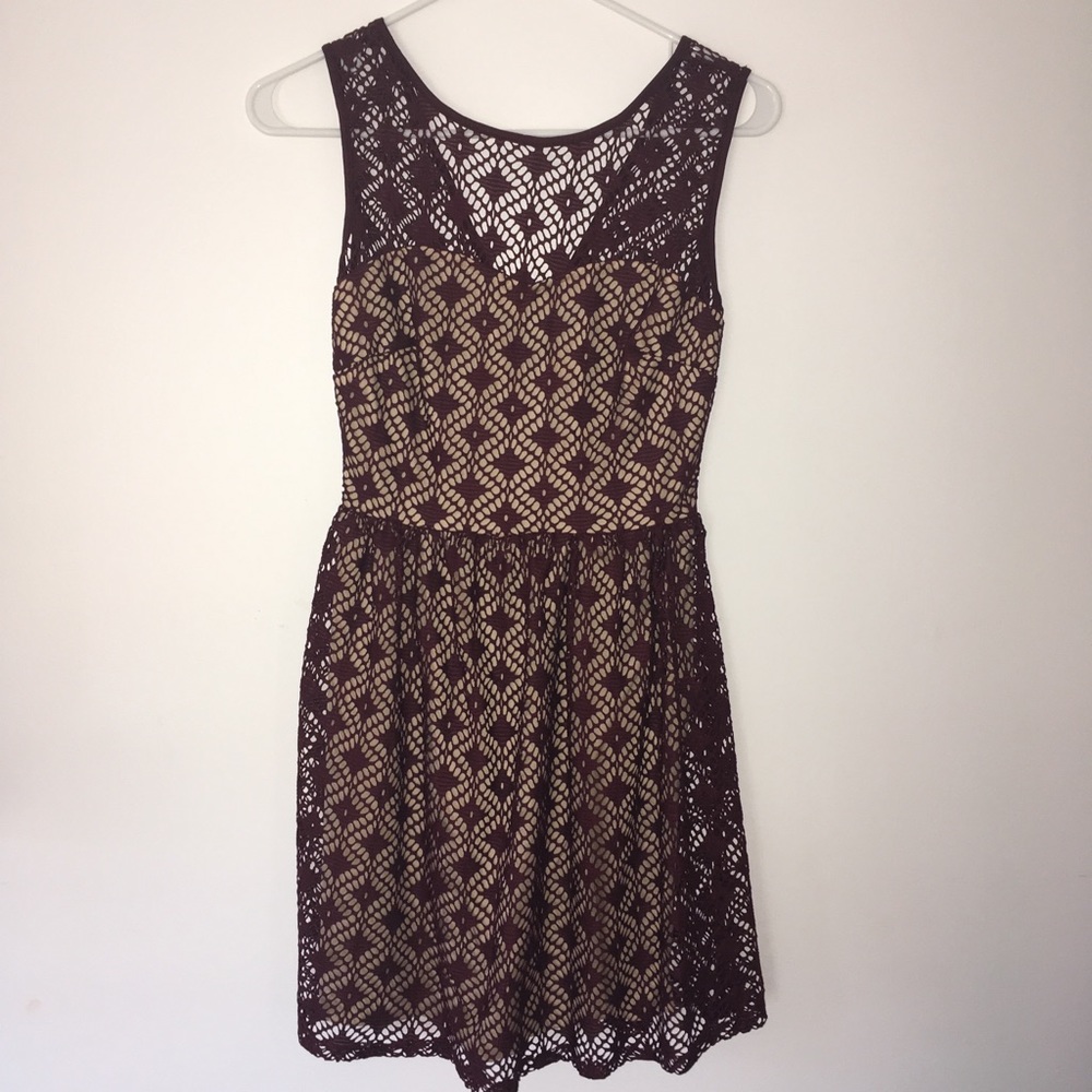 Burgundy Lace Dress with Underlay Slip Size 3